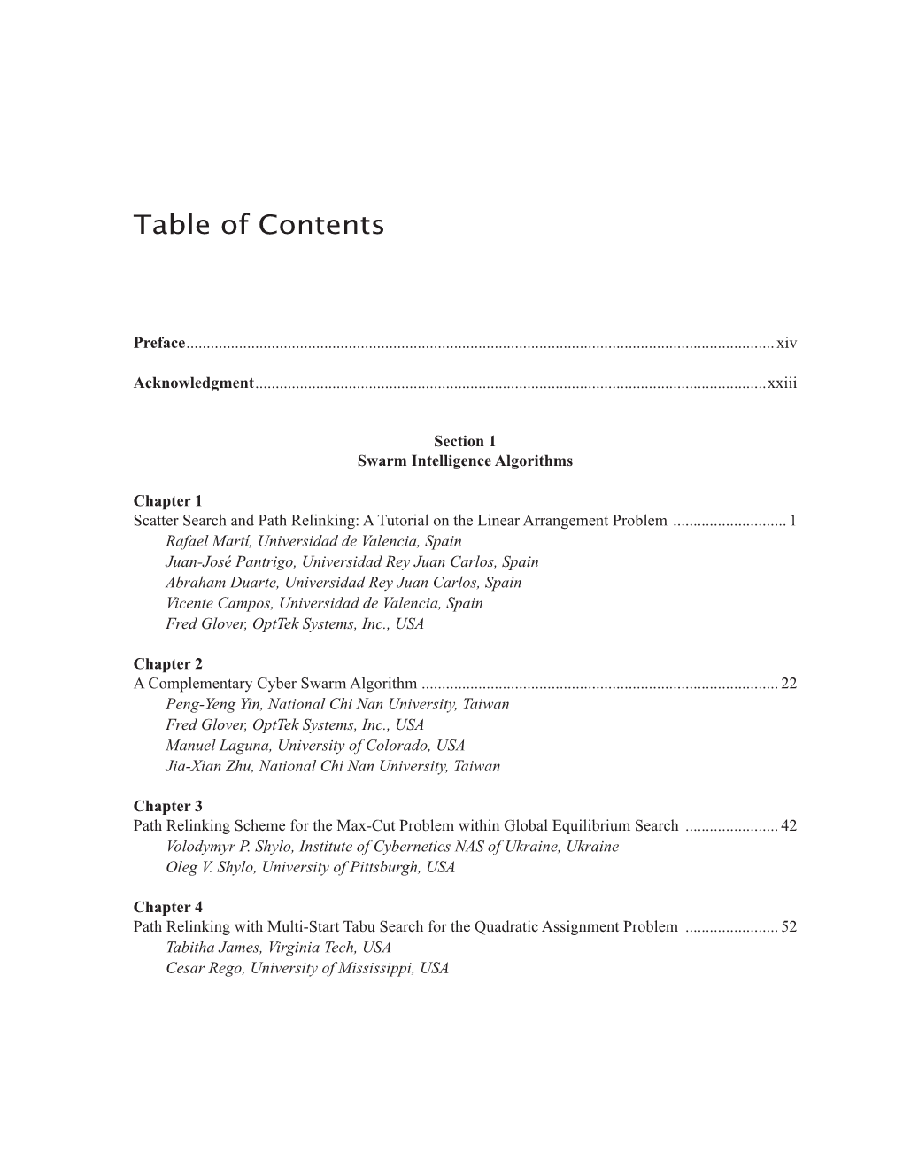 Table of Contents