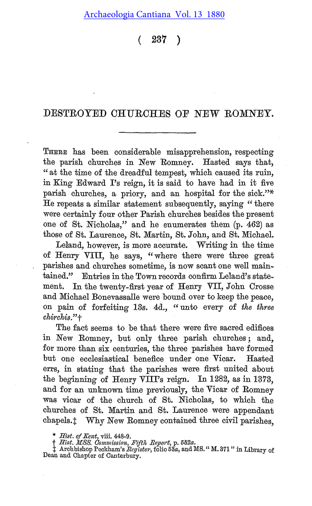 Destroyed Churches of New Romney