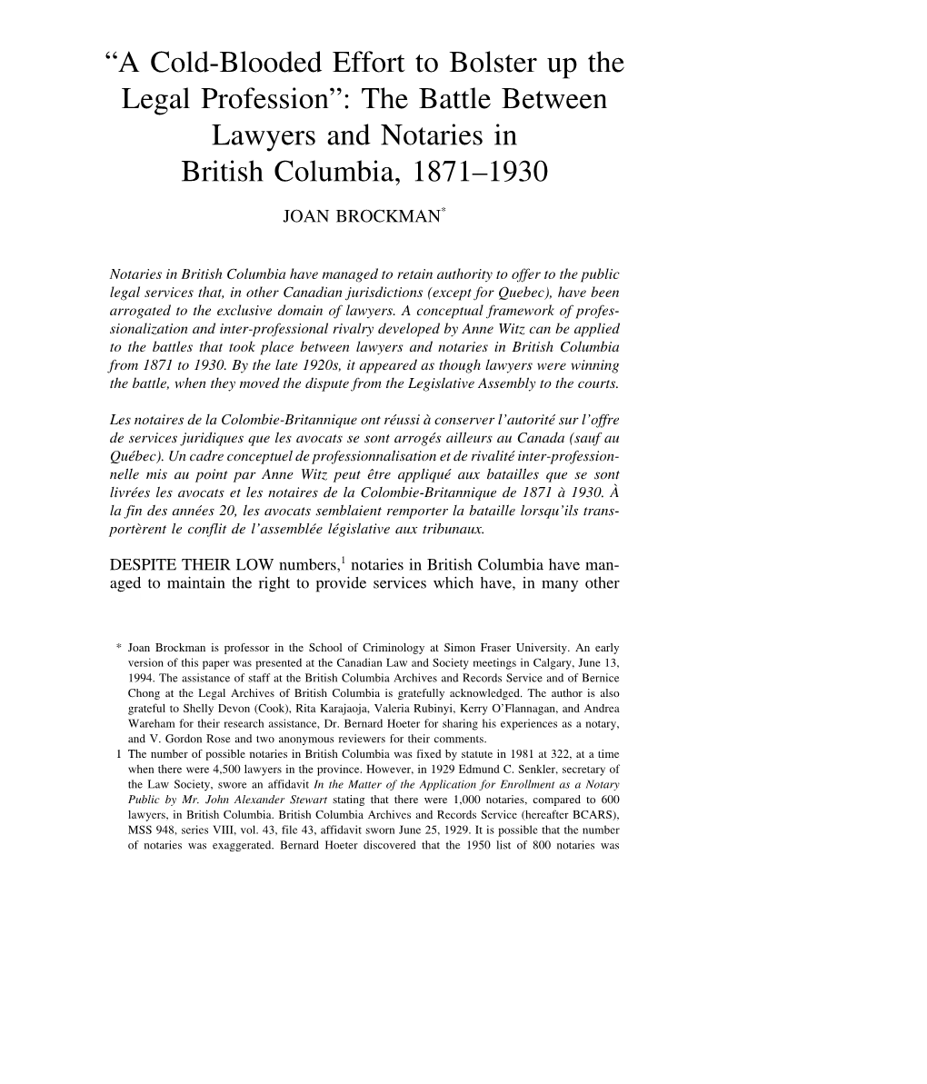 A Cold4blooded Effort to Bolster up the Legal Profession : the Battle