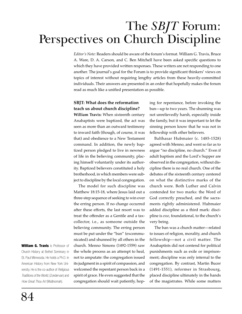 Perspectives on Church Discipline