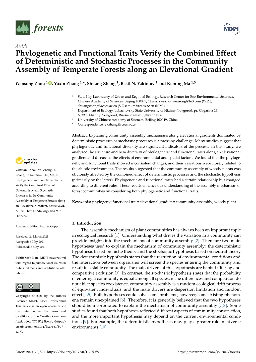 Phylogenetic and Functional Traits Verify the Combined Effect Of