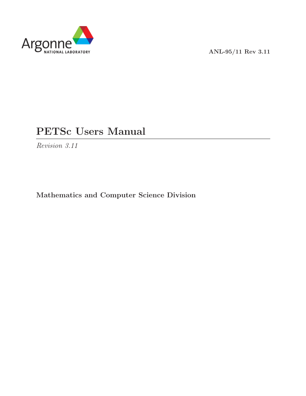 Petsc Users Manual Revision 3.11