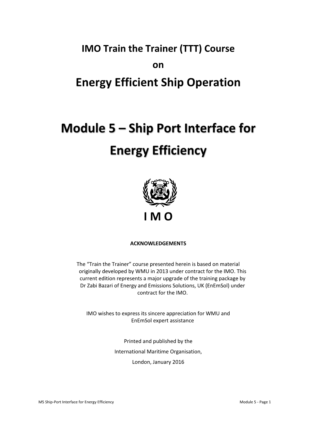 Module 5 – Ship Port Interface for Energy Efficiency