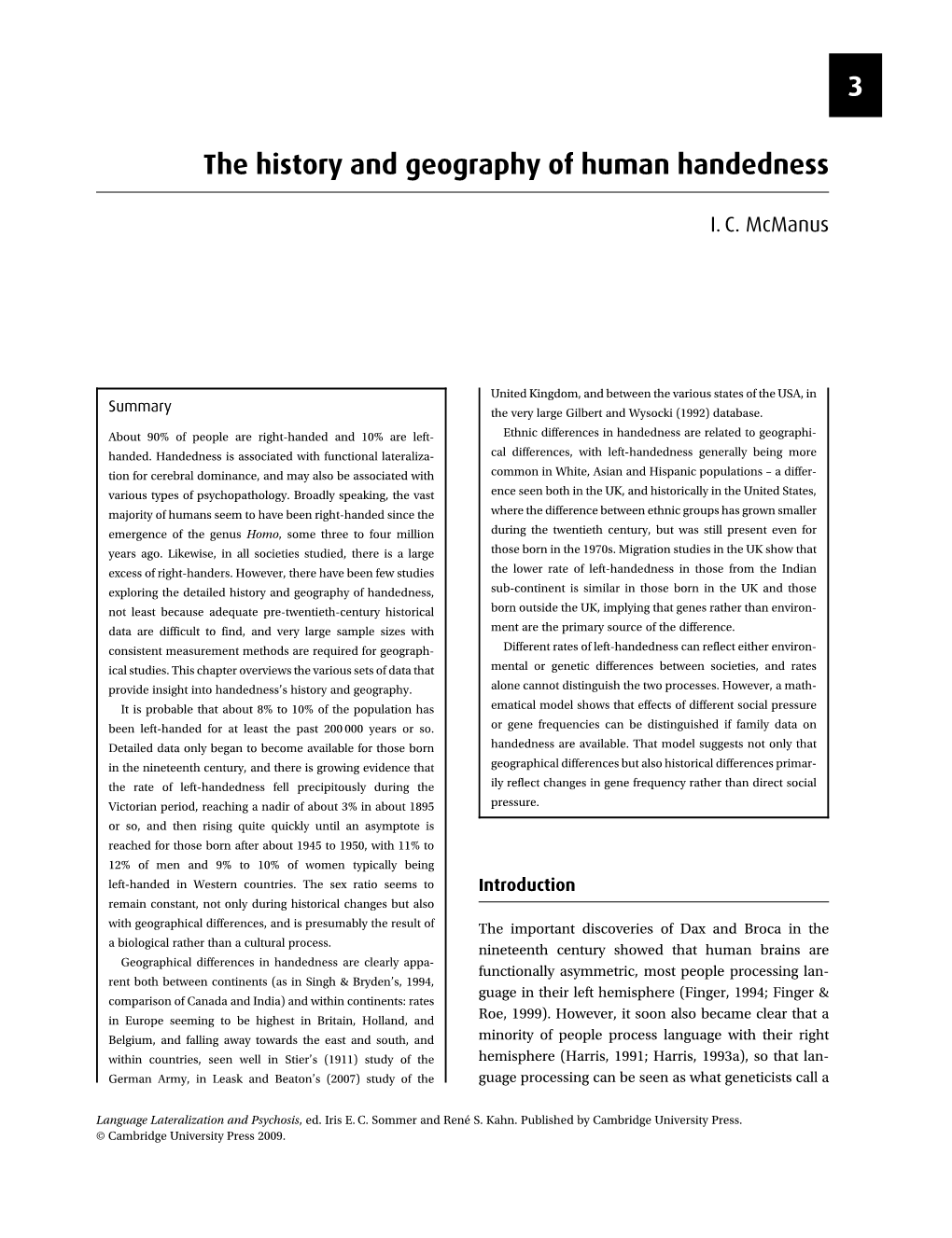 3 the History and Geography of Human Handedness