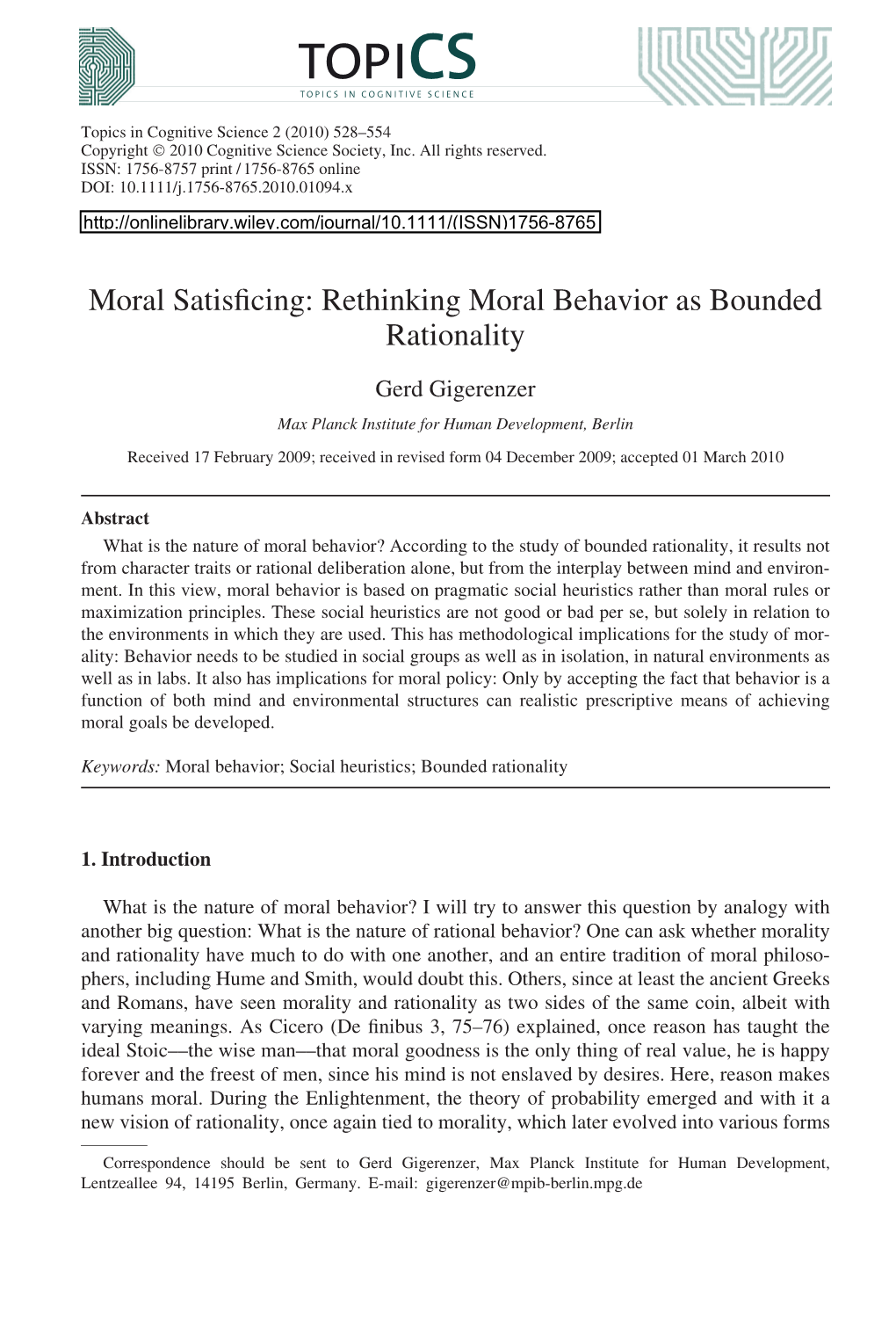 Rethinking Moral Behavior As Bounded Rationality