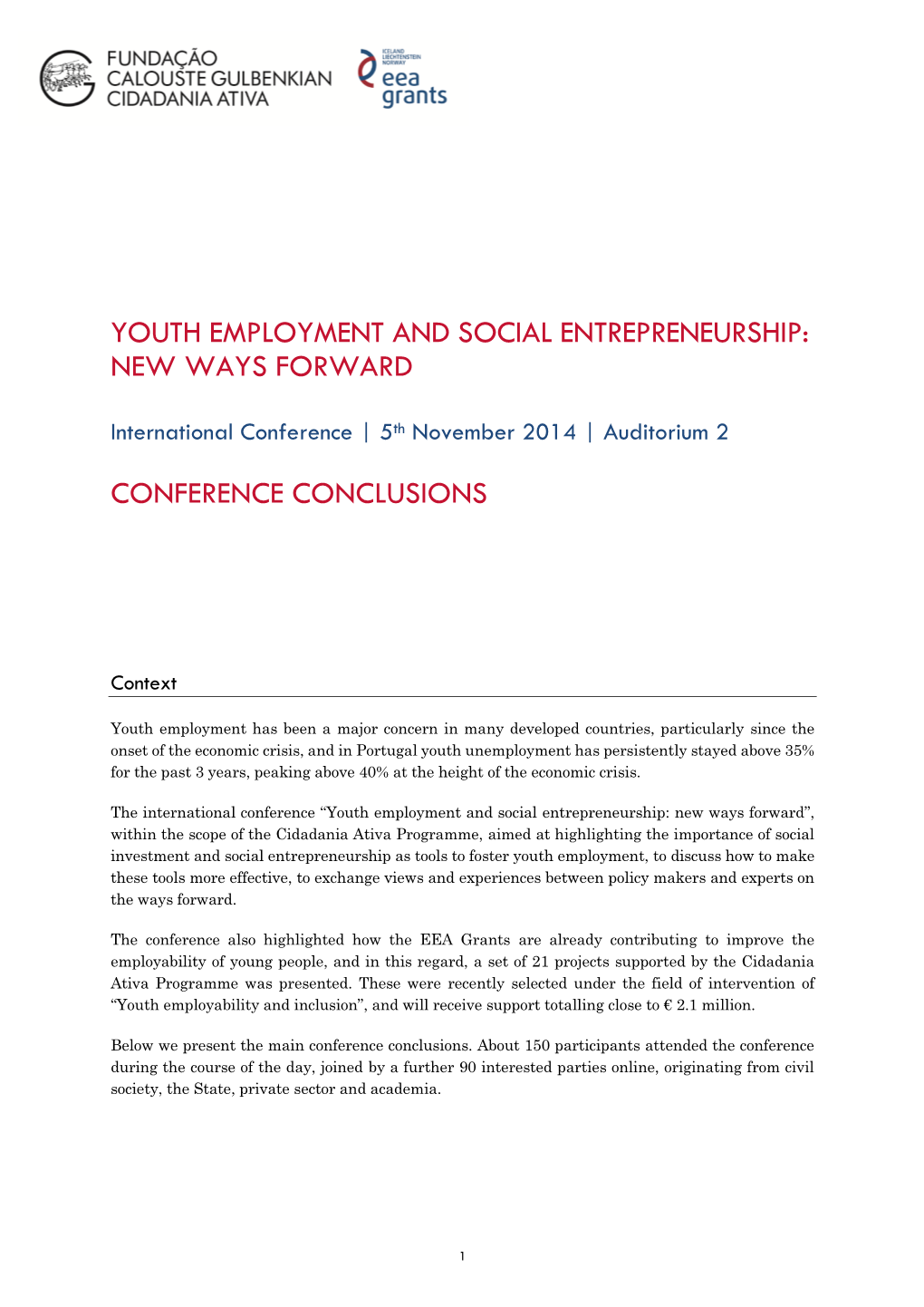 New Ways Forward Conference Conclusions