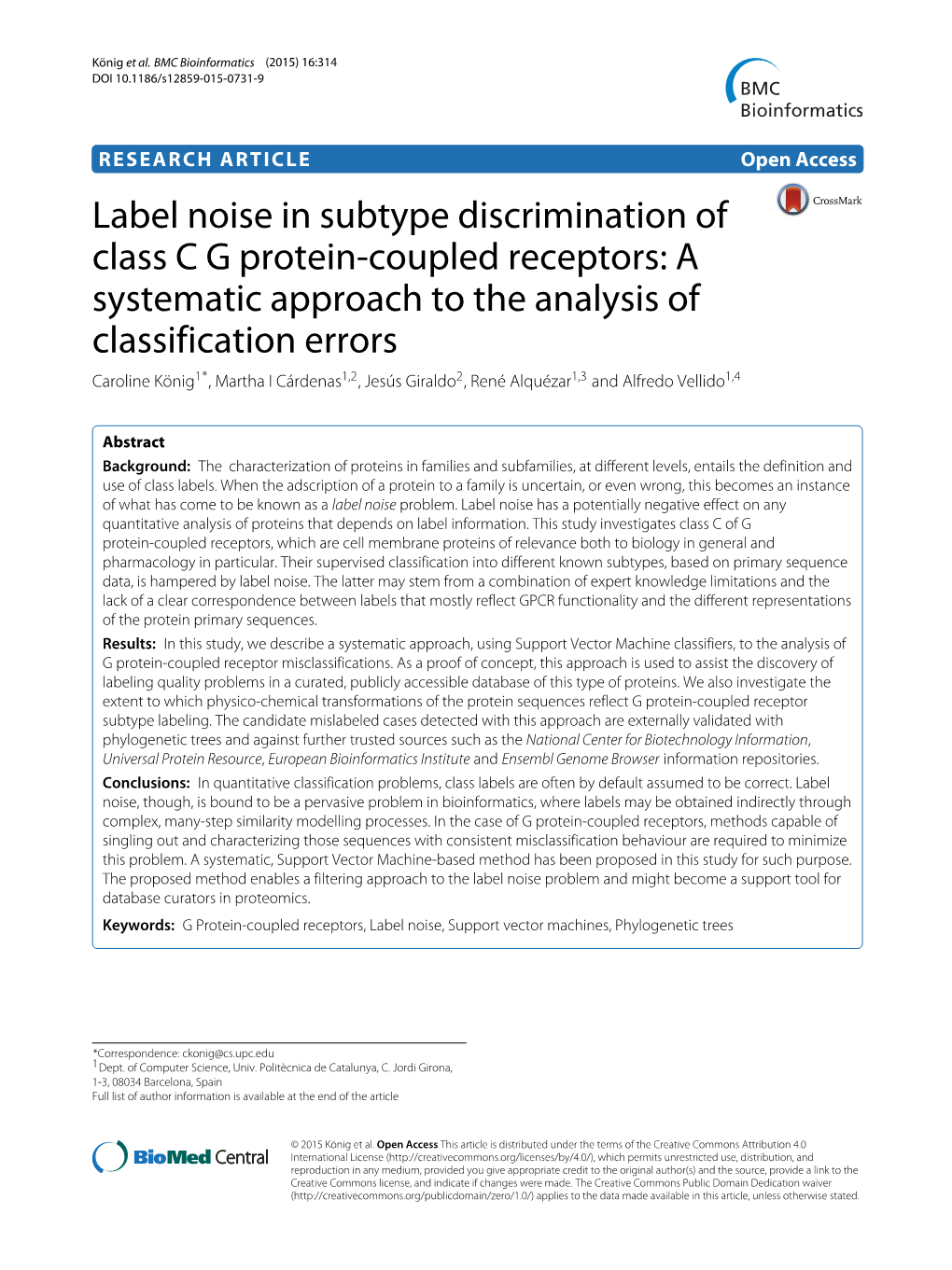Label Noise in Subtype Discrimination of Class CG Protein-Coupled Receptors