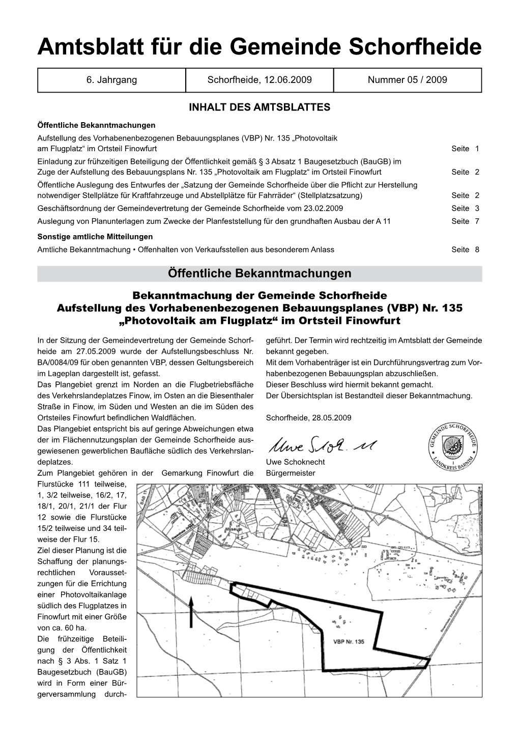 Amtsblatt Für Die Gemeinde Schorfheide