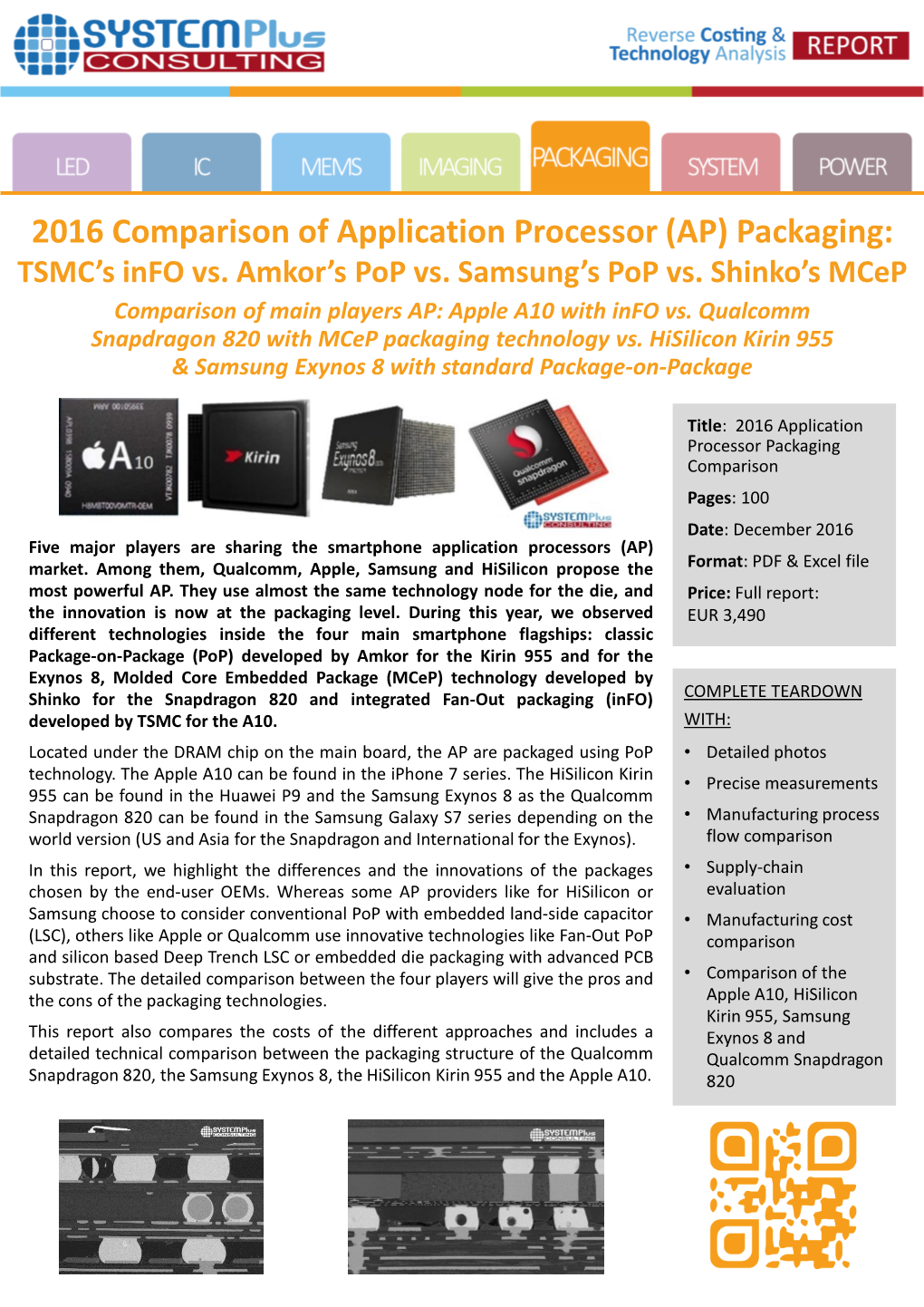 2016 Comparison of Application Processor (AP) Packaging: TSMC’S Info Vs