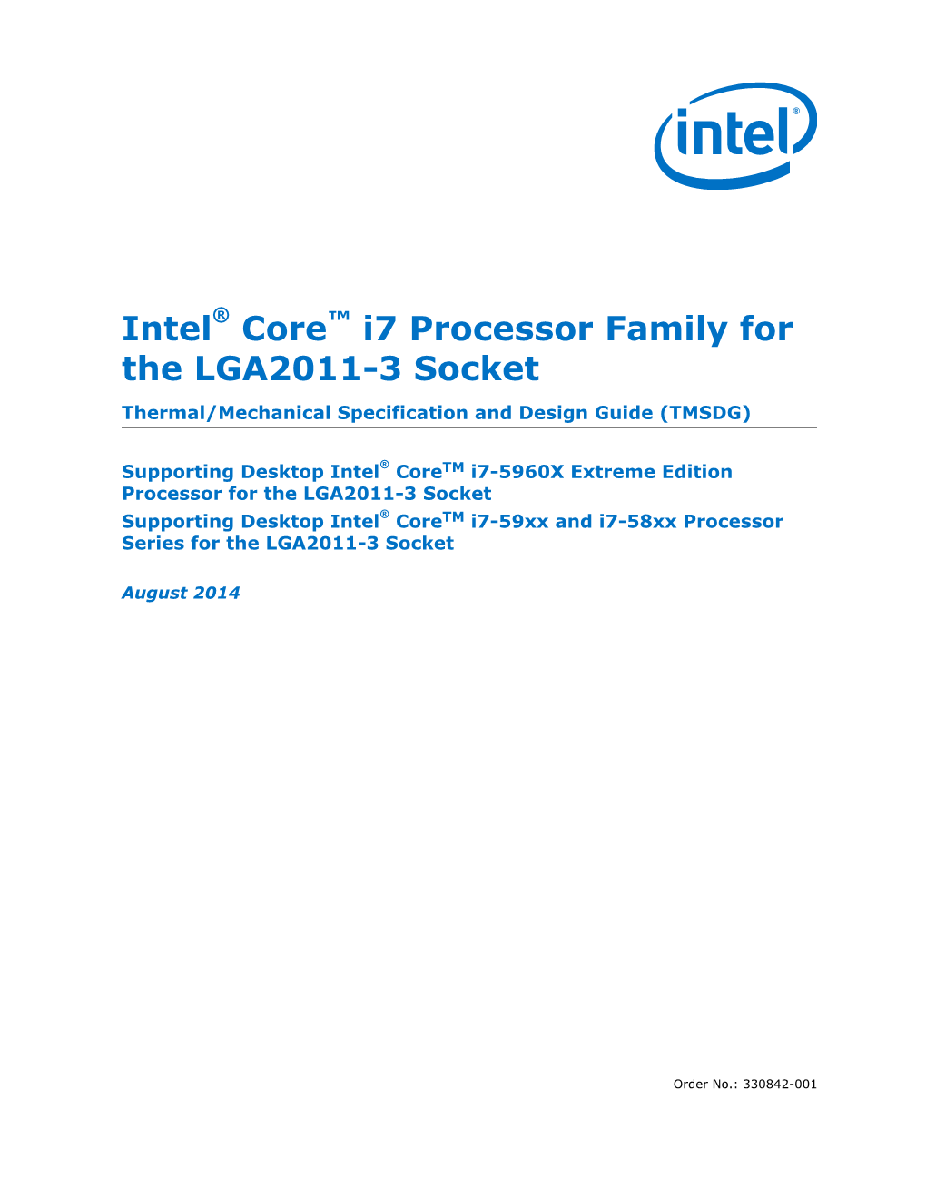 Intel® Core™ I7 Processor Family for the LGA2011-3 Socket — Thermal