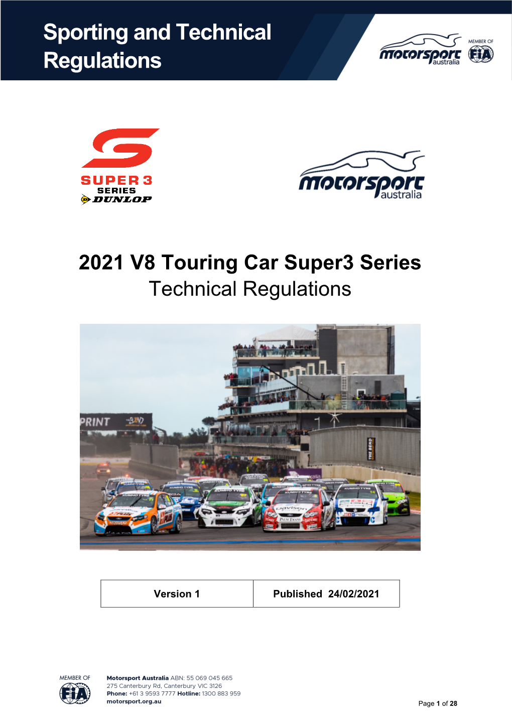 2021 V8 Touring Car Super3 Series Technical Regulations
