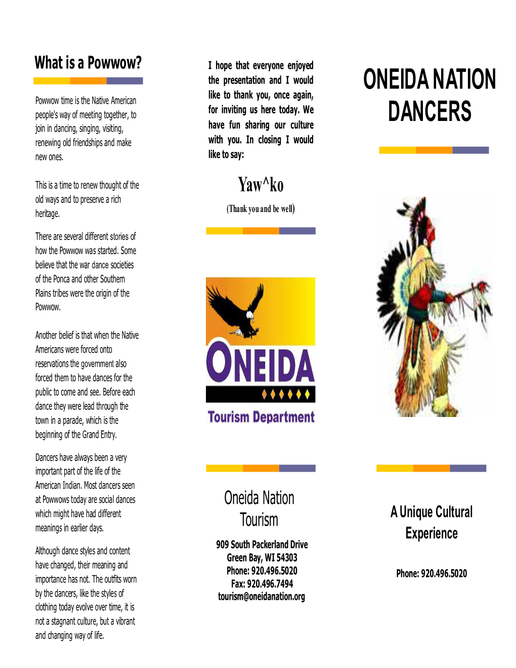 Oneida Nation Dancers Brochure