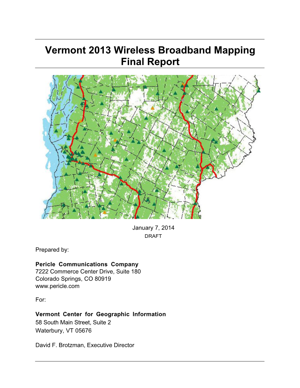 Vermont 2013 Wireless Broadband Mapping Final Report