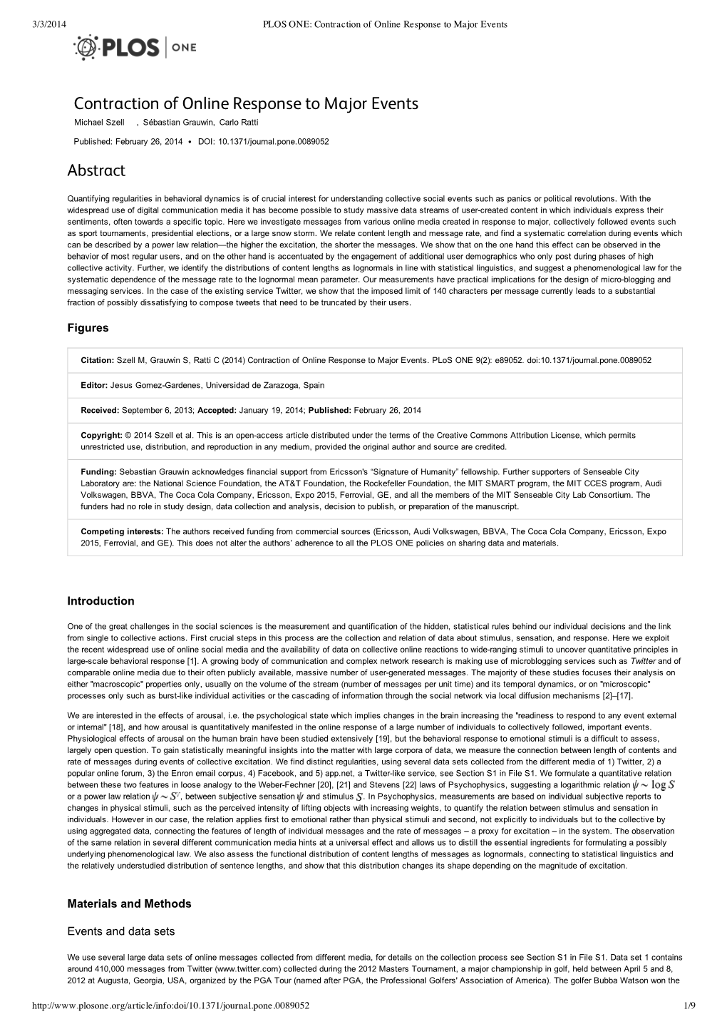 Contraction of Online Response to Major Events