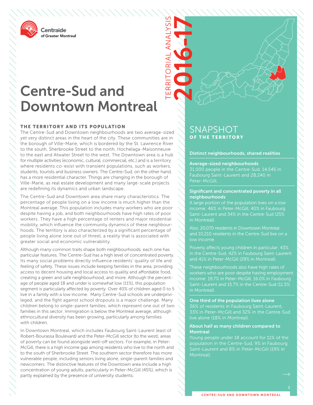 CENTRE-SUD and DOWNTOWN MONTREAL TERRITORIAL ANALYSIS Centre-Sud and Downtown Montreal