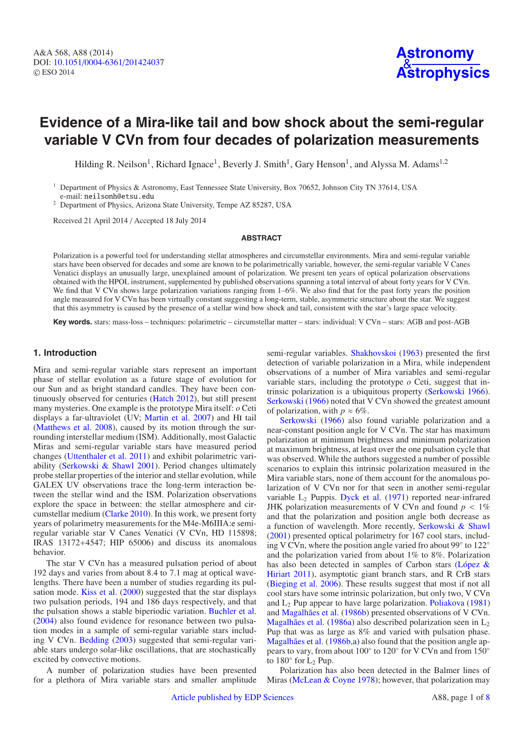 Evidence of a Mira-Like Tail and Bow Shock About the Semi-Regular Variable V Cvn from Four Decades of Polarization Measurements