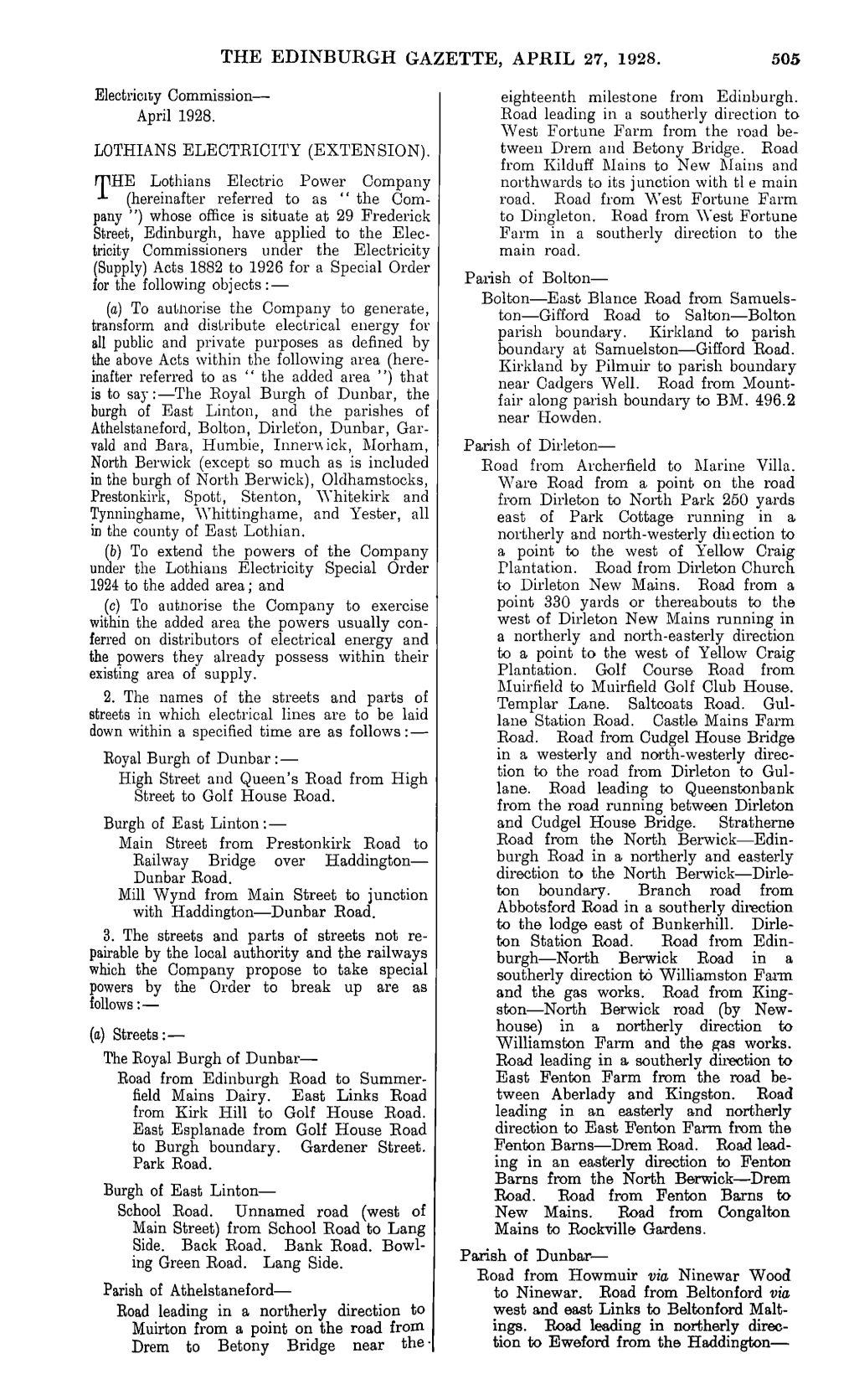 The Edinburgh Gazette, April 27, 1928. 505