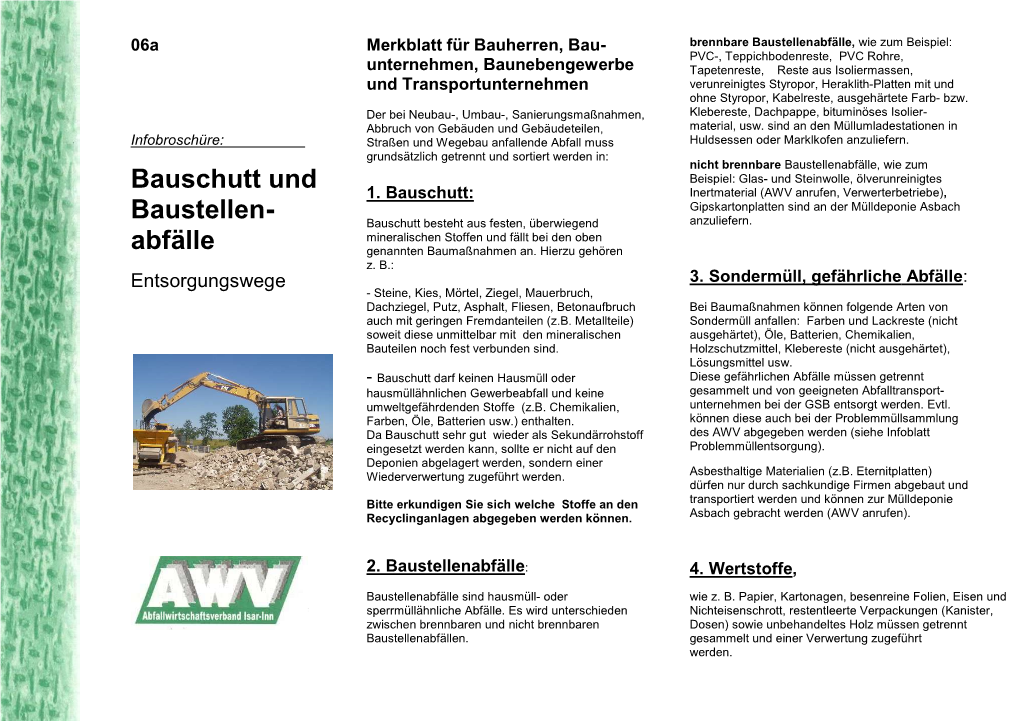 Bauschutt Und Baustellen- Abfälle