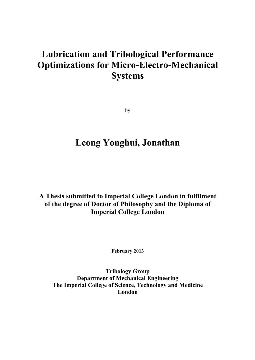 Leong Yonghui, Jonathan