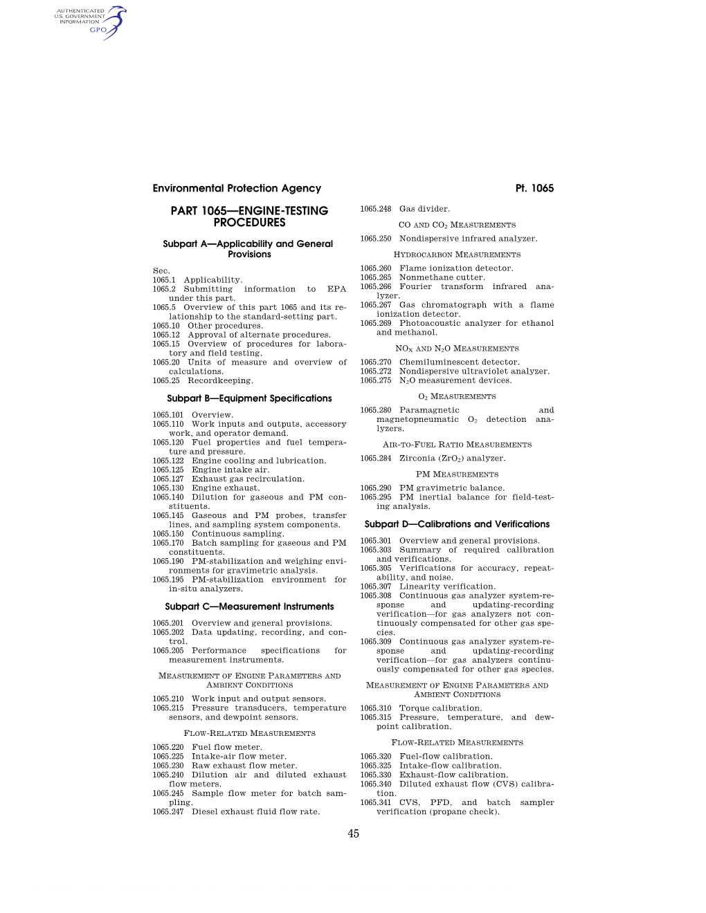 239 Subpart H—Engine Fluids, Test Fuels, Analytical Gases and Other