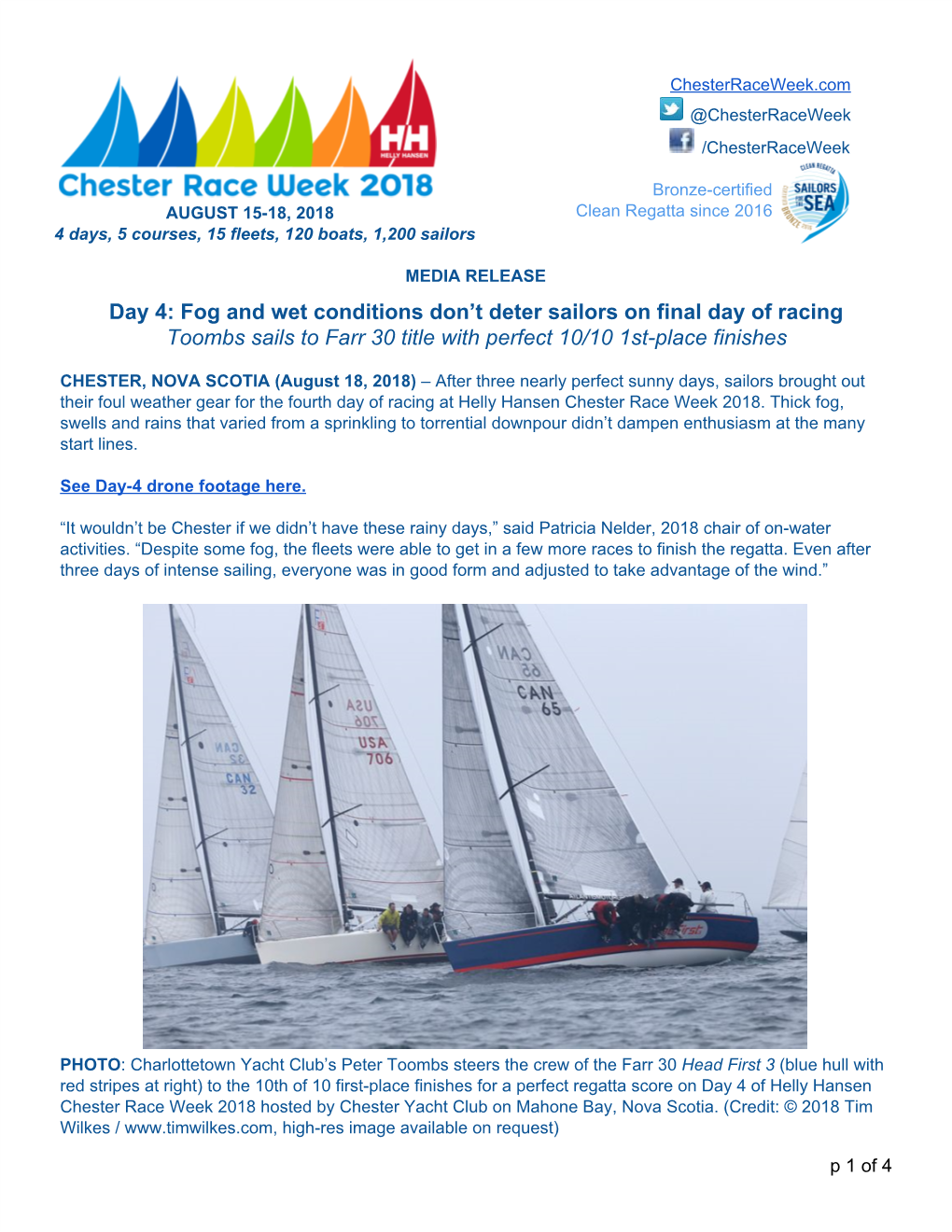 Day 4: Fog and Wet Conditions Don't Deter Sailors