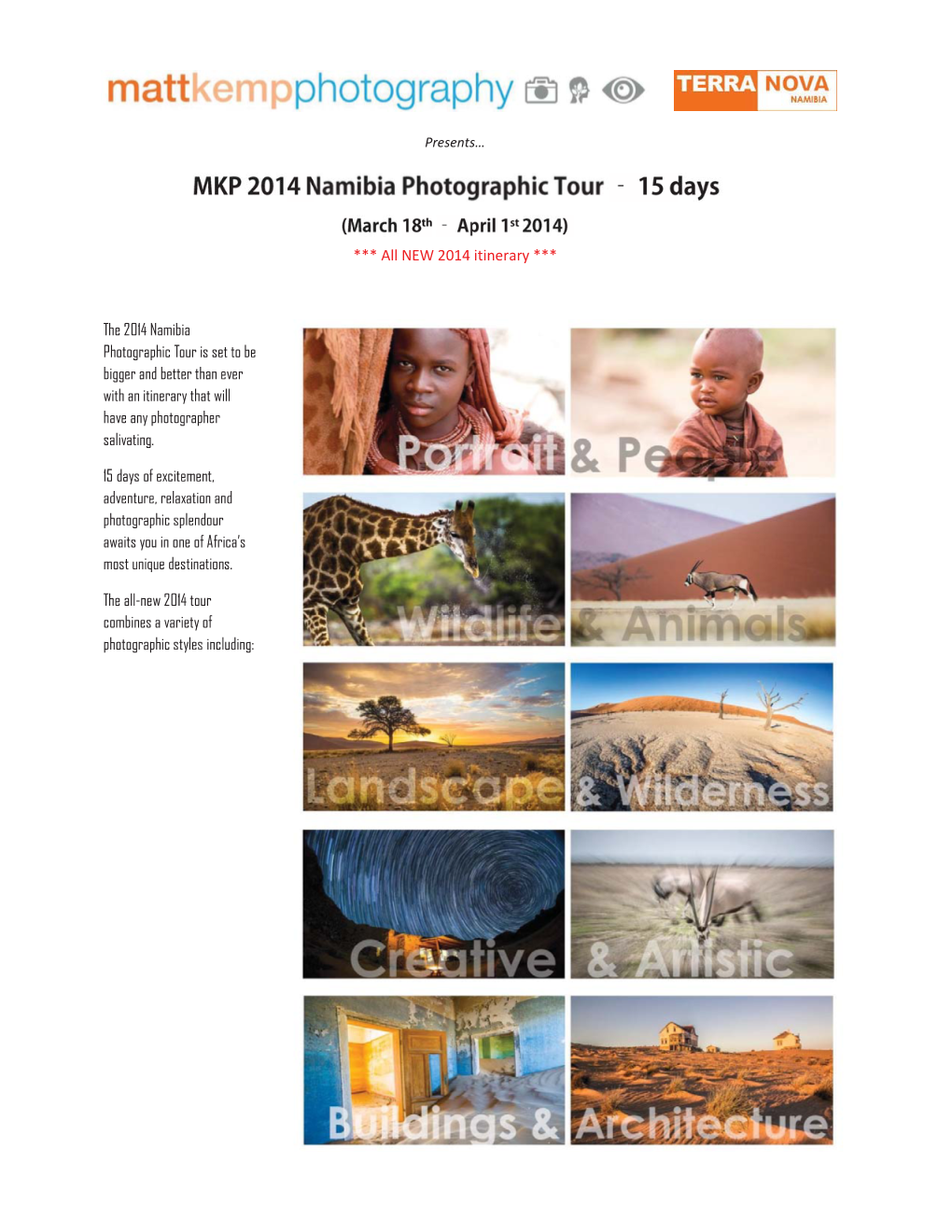 All NEW 2014 Itinerary *** the 2014 Namibia Photographic Tour Is Set To