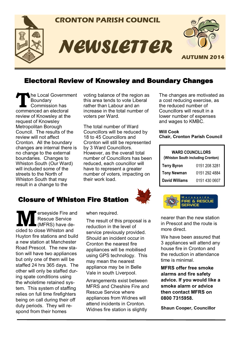 Newsletter Autumn 2014