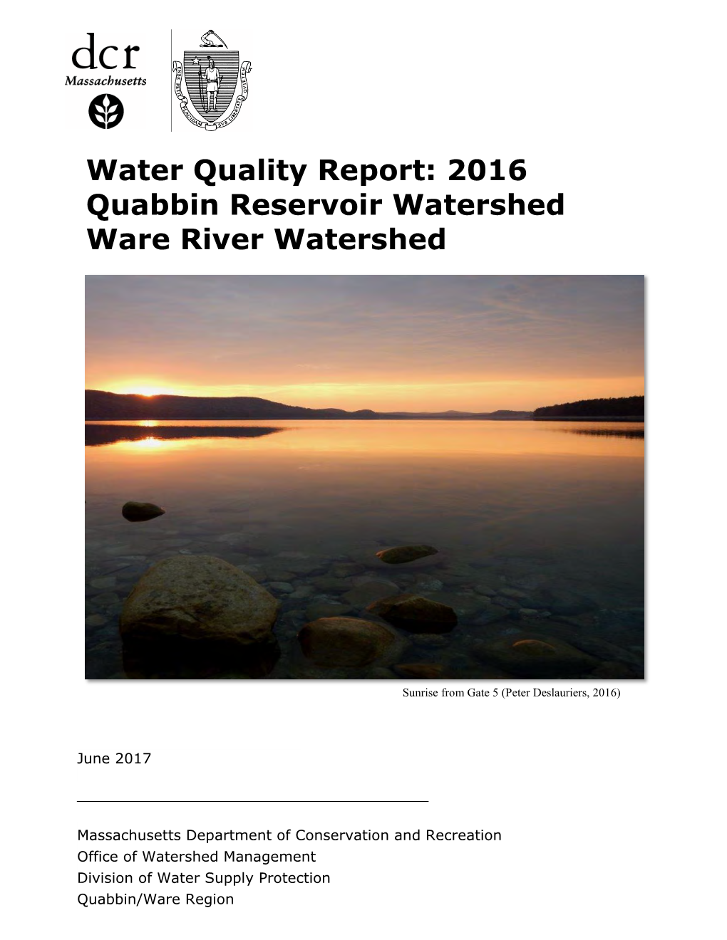 2016 Quabbin Reservoir and Ware River Water Quality