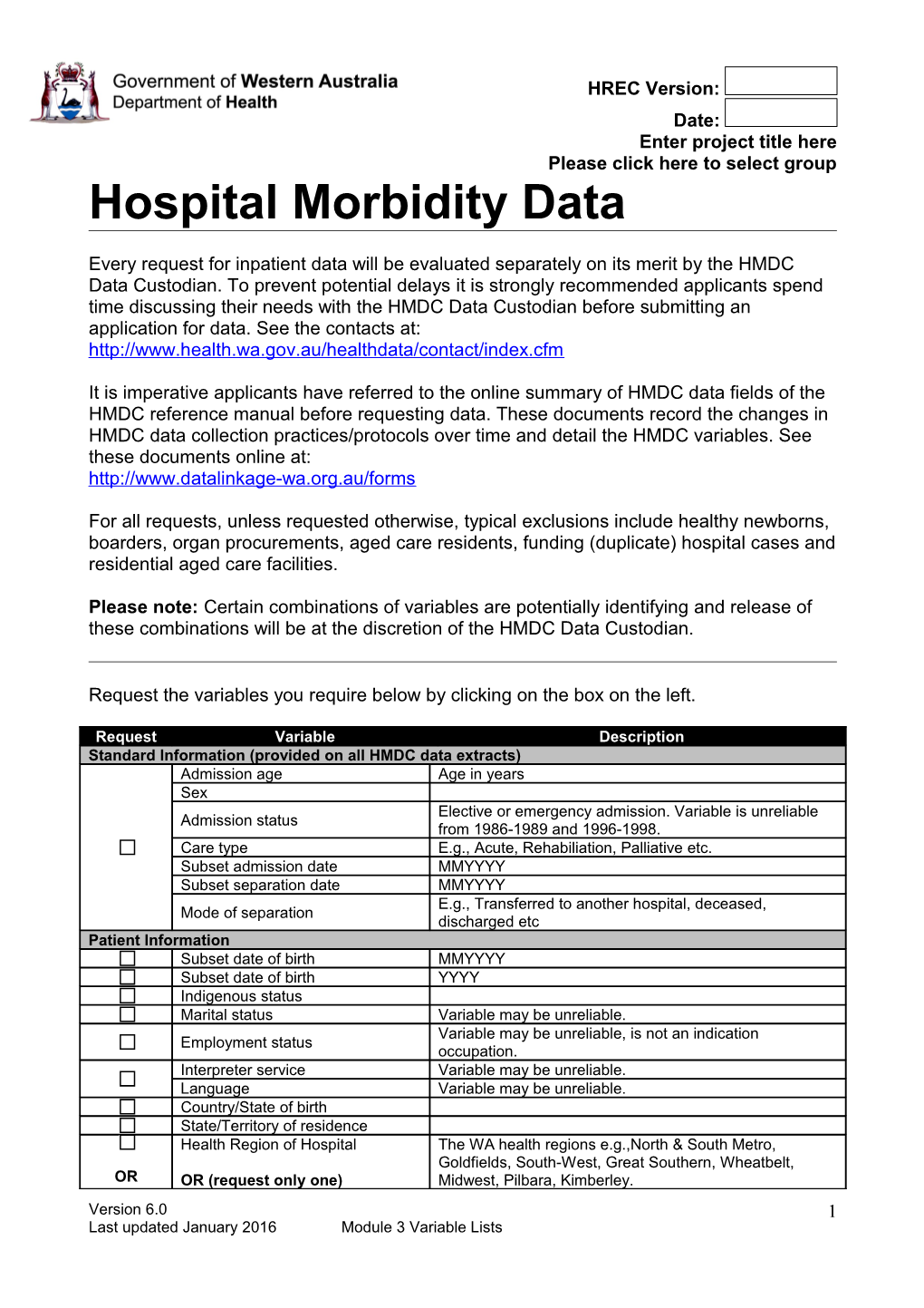 Hospital Morbidity Data