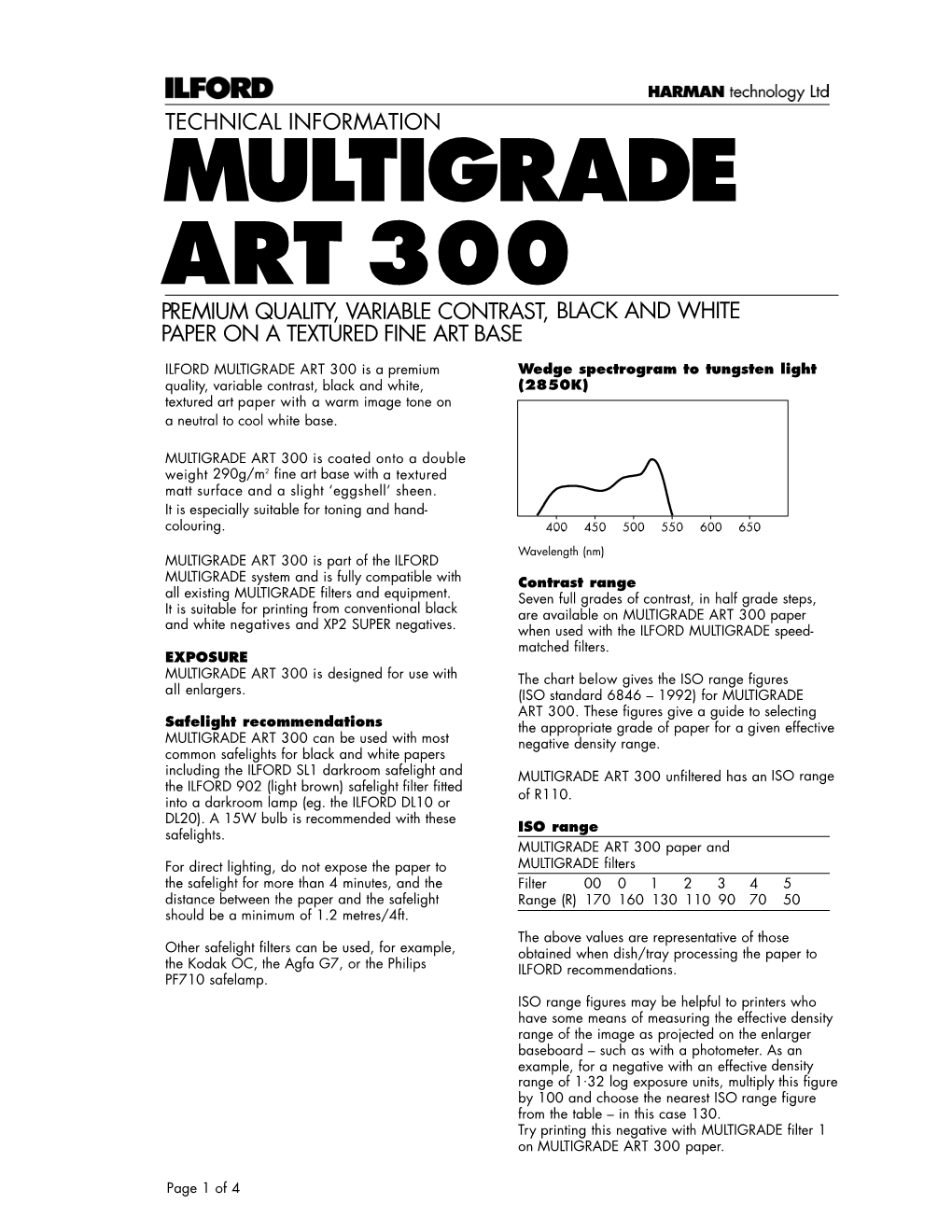 Multigrade Art 300 Premium Quality, Variable Contrast, Black and White Paper on a Textured Fine Art Base