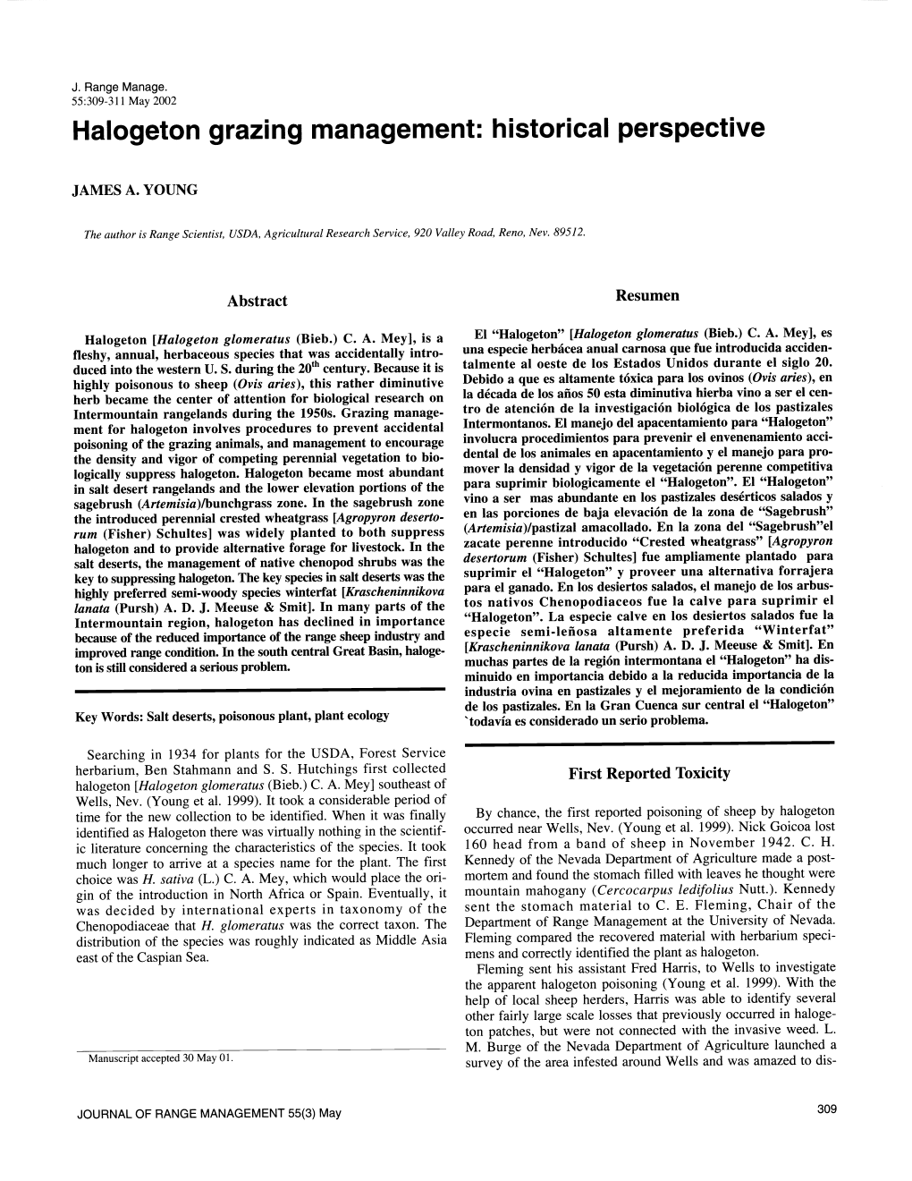 Halogeton Grazing Management: Historical Perspective