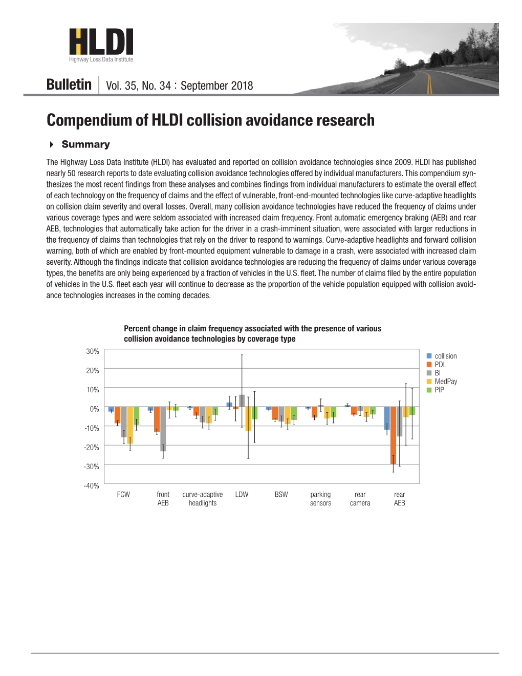 Compendium of HLDI Collision Avoidance Research