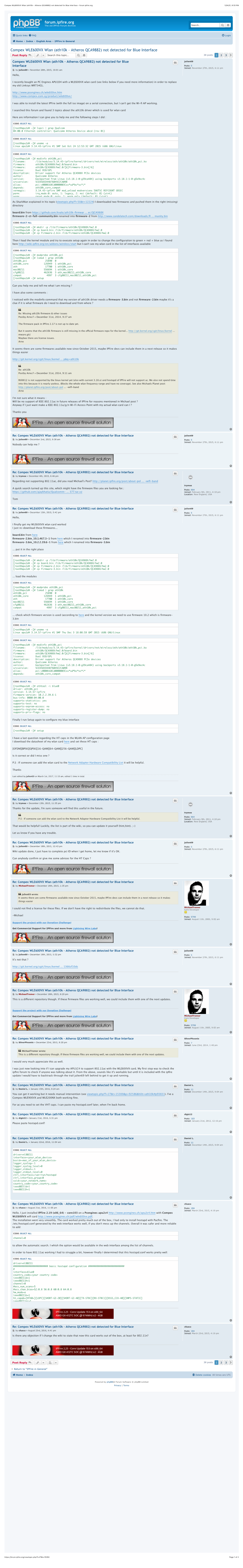 Compex WLE600VX Wlan (Ath10k - Atheros QCA9882) Not Detected for Blue Interface - Forum.Ipfire.Org 1/24/21, 8:33 PM