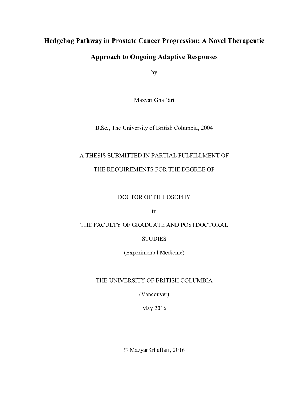 Hedgehog Pathway in Prostate Cancer Progression: a Novel Therapeutic