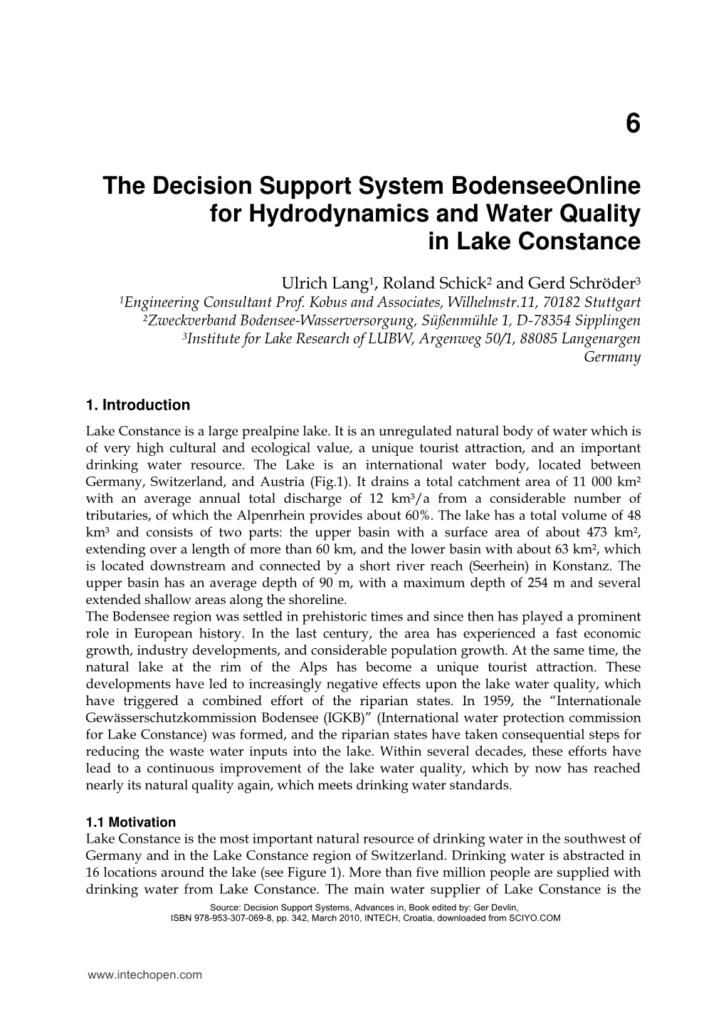 The Decision Support System Bodenseeonline for Hydrodynamics and Water Quality in Lake Constance