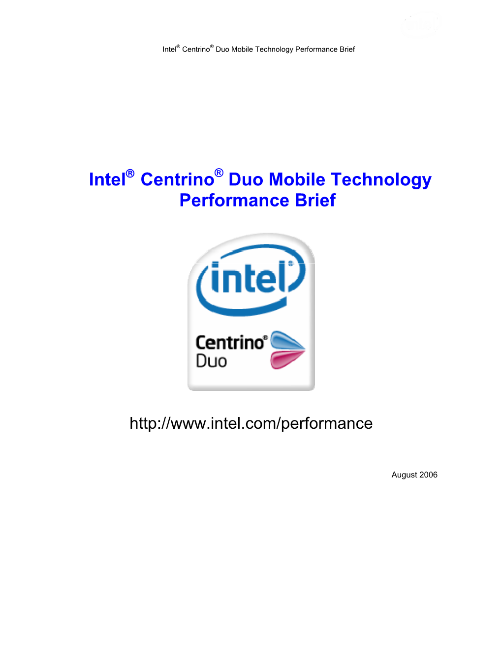 Intel Centrino Duo Mobile Technology Performance Brief