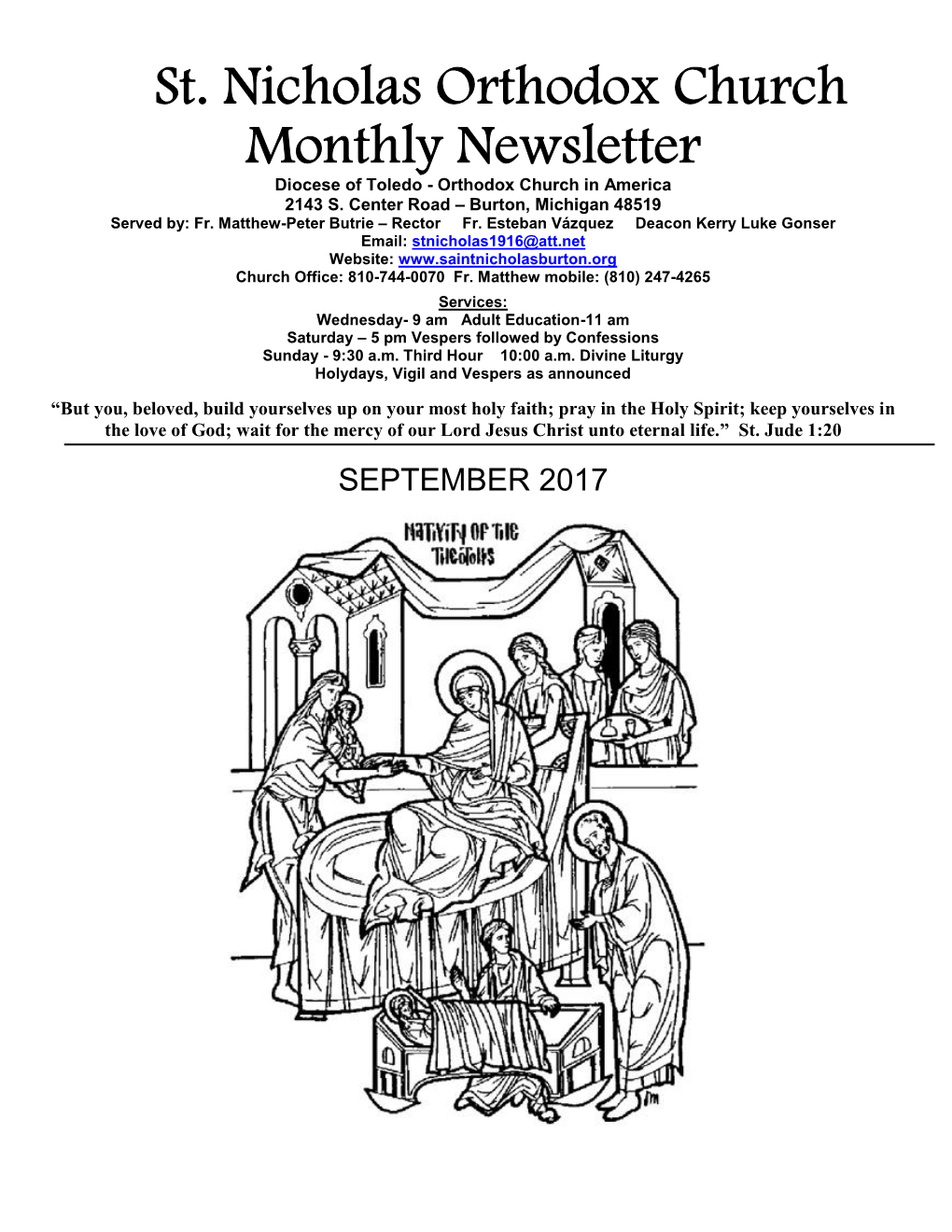 St. Nicholas Orthodox Church Monthly Newsletter Diocese of Toledo - Orthodox Church in America 2143 S
