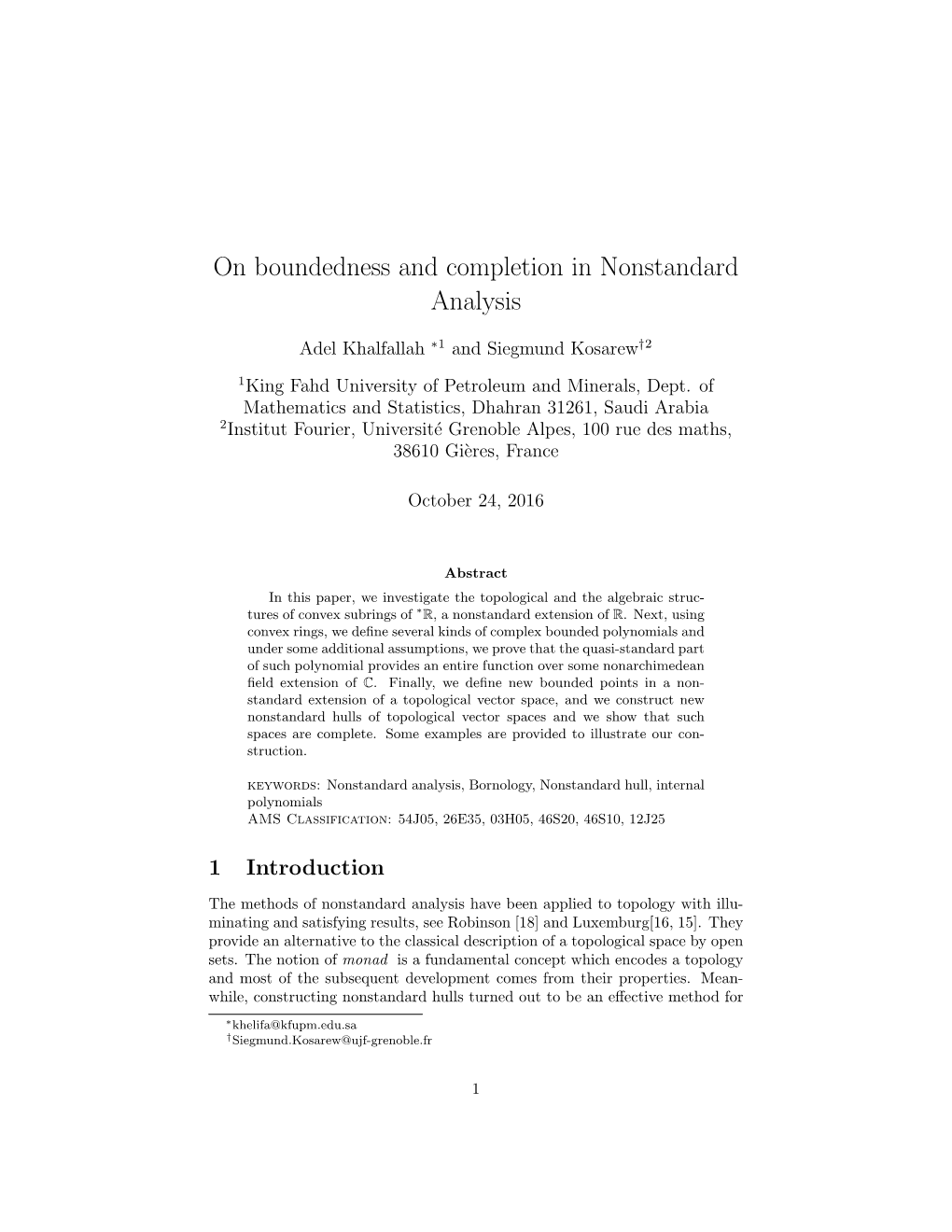 On Boundedness and Completion in Nonstandard Analysis