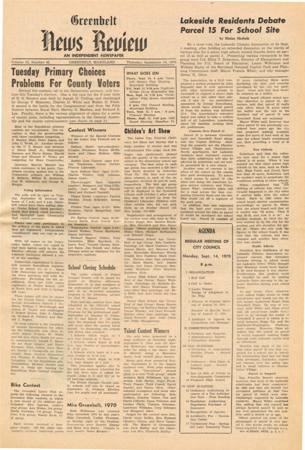 10 September 1970 Greenbelt News Review