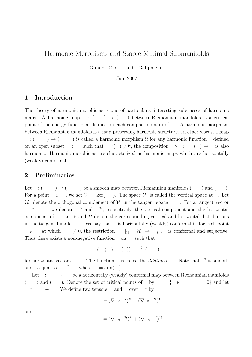 Harmonic Morphisms and Stable Minimal Submanifolds