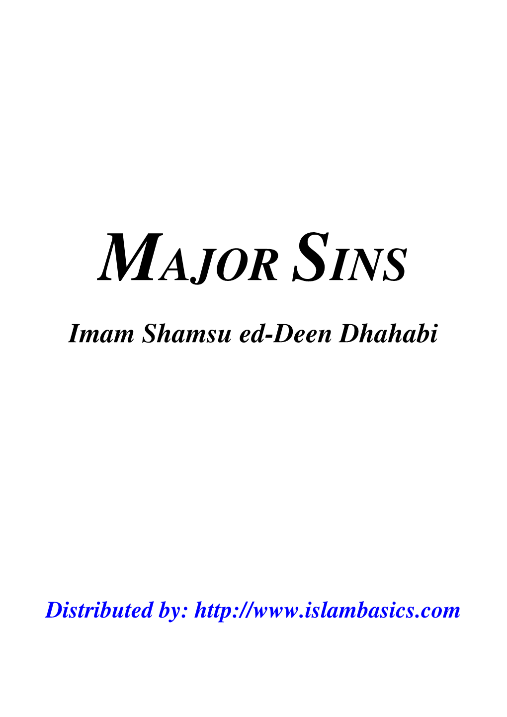 MAJOR SINS Imam Shamsu Ed-Deen Dhahabi