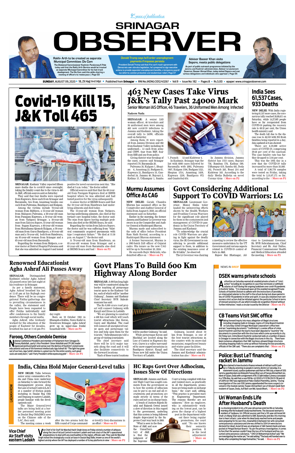 Covid-19 Kill 15, J&K Toll