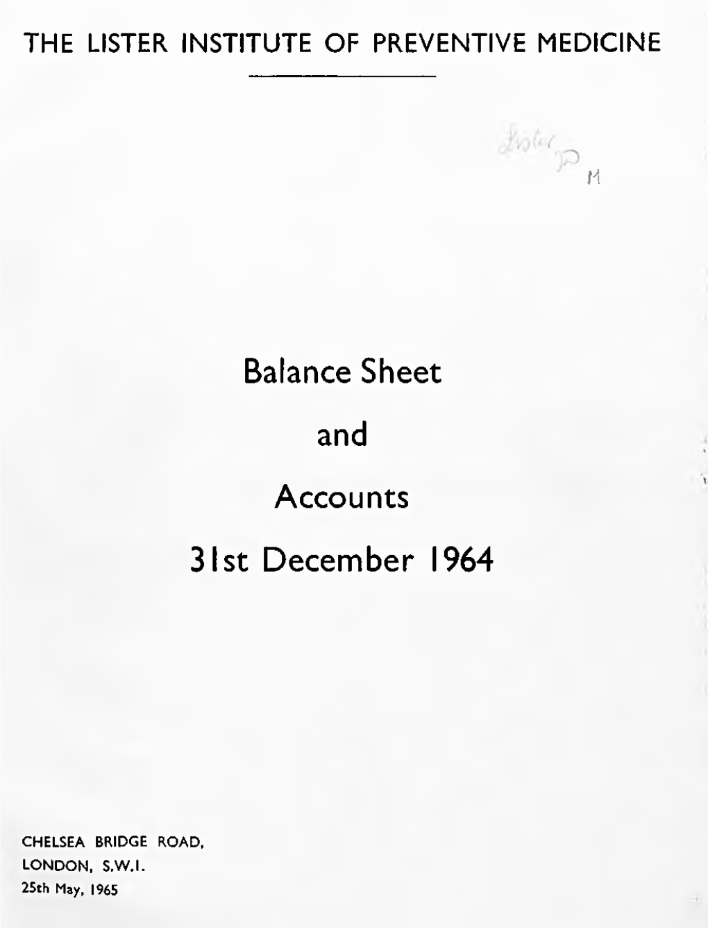 1965 to 1971 Lister Annual Report and Accounts