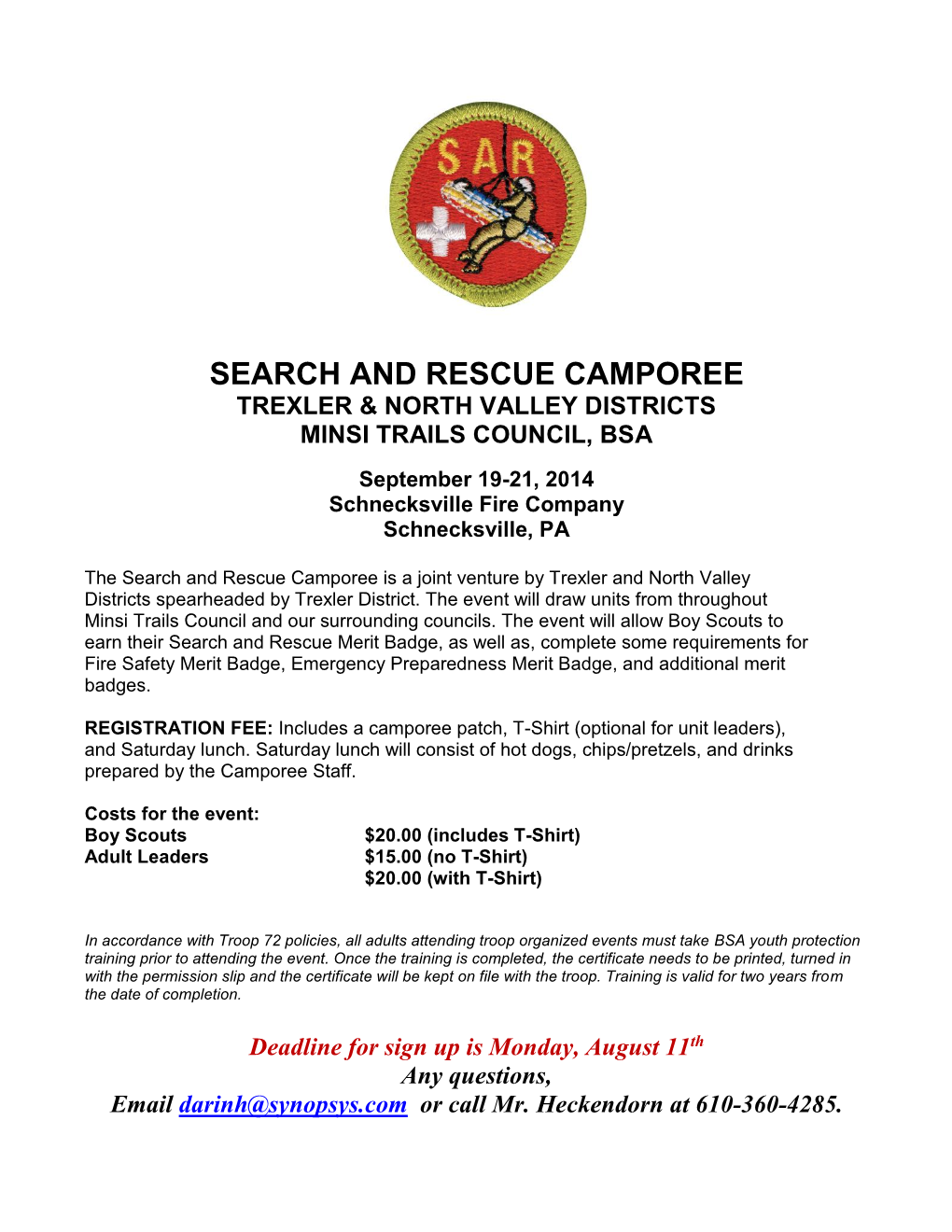 Search and Rescue Camporee Trexler & North Valley Districts Minsi Trails Council, Bsa