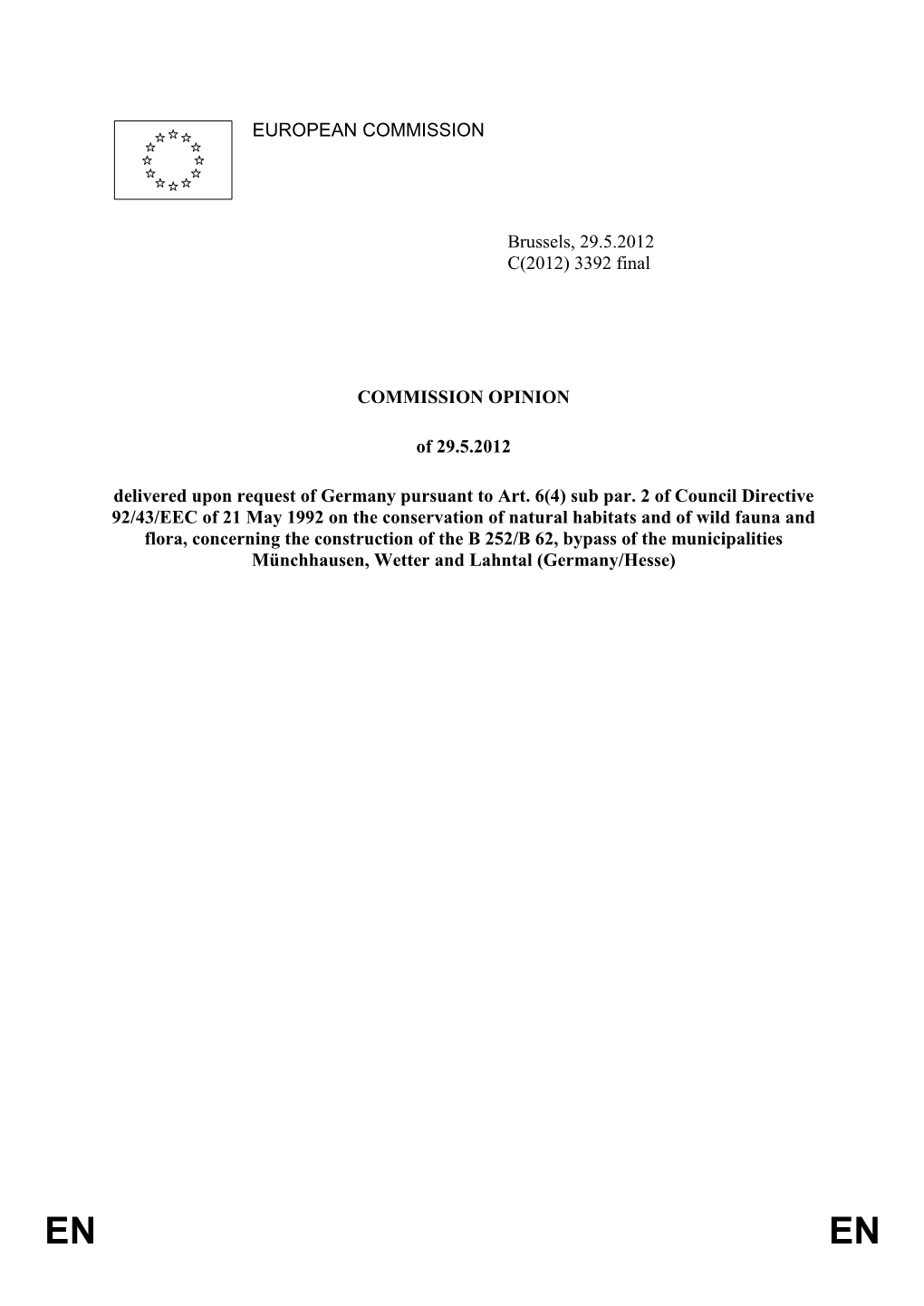 3392 Final COMMISSION OPINION of 29.5.2012 Delivered Upon Request