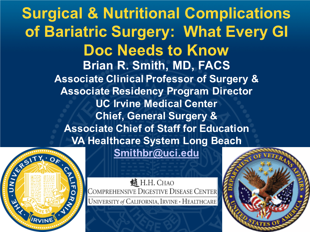 Surgical & Nutritional Complications of Bariatric Surgery