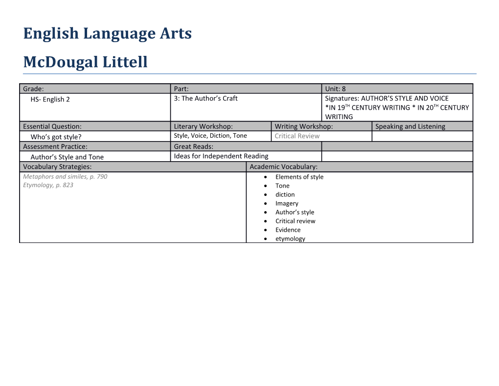 English Language Arts s7