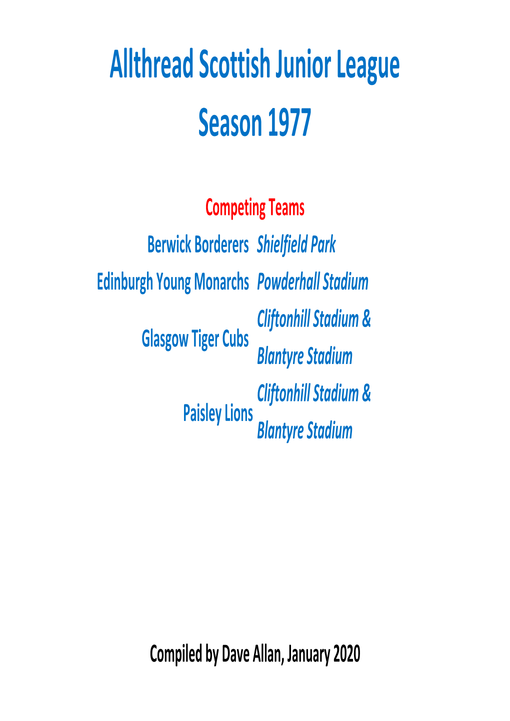 Allthread Scottish Junior League Season 1977