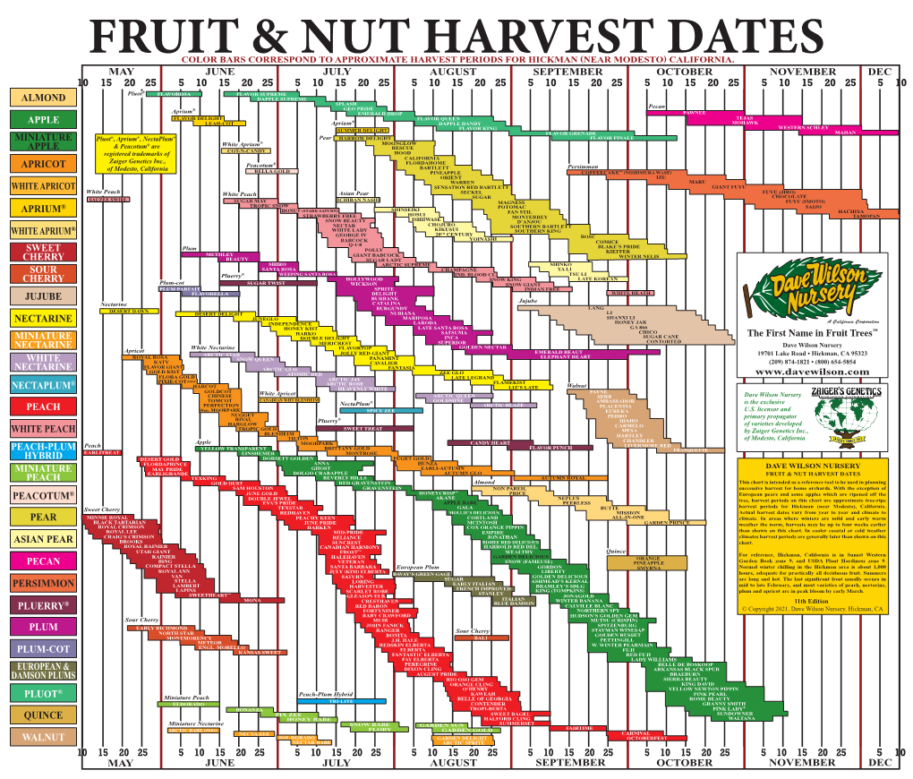 Fruit & Nut Harvest Chart