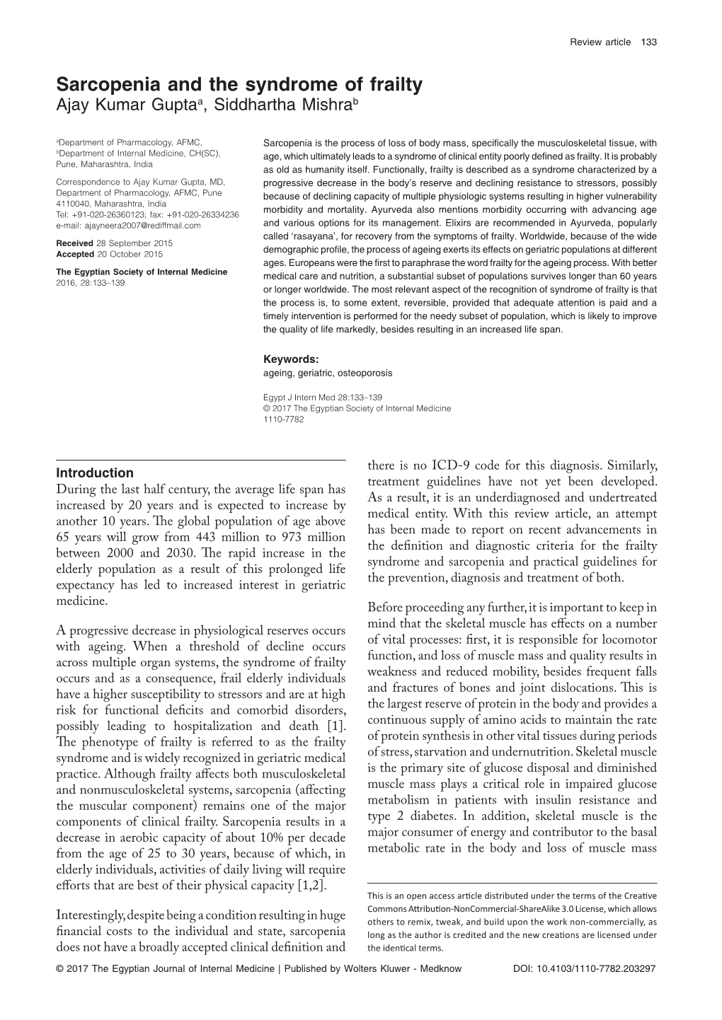 Sarcopenia and the Syndrome of Frailty